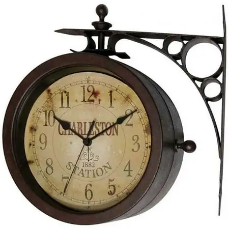 Infinity Instruments 8 Inch Charleston 2 Sided Wall Clock & Thermometer