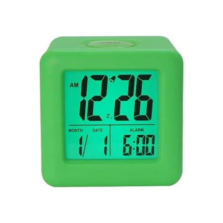 ionze Appliances Silicone Clock LCD Digital Clock Anti Slip Student Small Alarm Clock with Night Light Small Square Clock Large Digital Seat Clock Clock （Green）