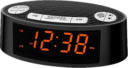 iTOMA AM/FM Alarm Clock Radio with Dual Alarm, Sleep Timer & Snooze Functions, Orange LED Display, 4-Level Dimming Option CKS3301U