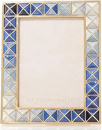 Jay Strongwater Abaculus Indigo Pyramid Frame, Modern and Geometric, 3 x 4