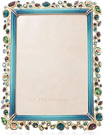 Jay Strongwater Leslie Bejeweled Peacock Blue Frame, Eye Catching and Beautiful, 5 x 7