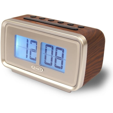 Jensen AM/FM Dual Alarm Clock with Digital Retro Flip Display