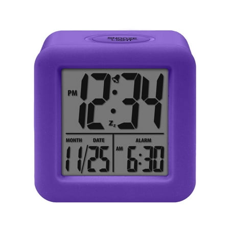 jiacuix Simple Style Clock Equity By La Crosse Soft-Cube LCD Alarm Clock With Smart Light Wall Alarm Clock Home Decor Purple