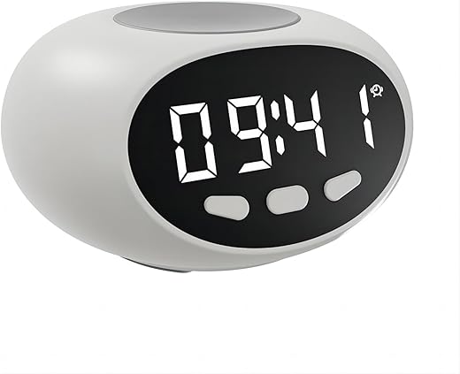 Kihajo Talking Alarm Clock - Extra Loud Time and Date - talking clock for Kids, Elderly, Dementia, Hearing or Visually Impaired Seniors - Easy to Use Speaking Clock（white）