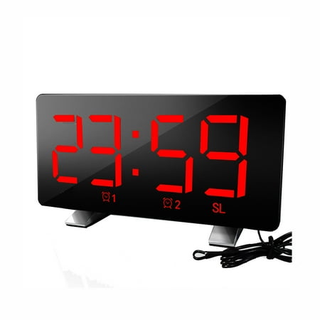 KQJQS LED Radio Digital Alarm Clock Creative Snooze Electronic Clock Dual Alarm Configuration FM Radio FM 7-inch Large Screen Display USB Charging Digital Clock