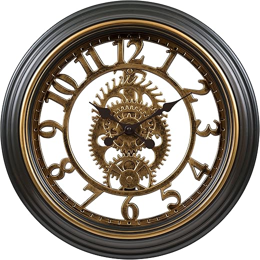 La Crosse Clock 404-3051C 20-inch Bronze Antiqued Gears Quartz Analog Wall Clock