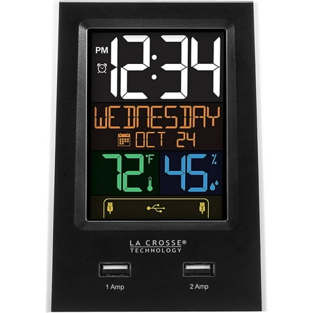 La Crosse Technology C86224 Dual USB Charging Alarm with nap Timer, 3.74 L x 2.40 W x 5.24 H, Black