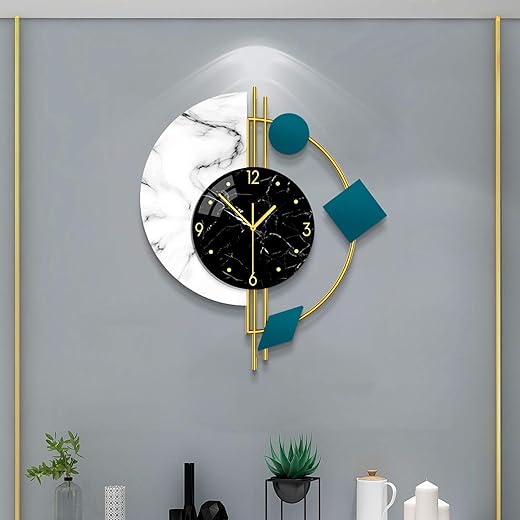 Large Silent Wall Clocks, Modern, Battery Operated, Non-Ticking for Bedroom Office Kitchen Home Metal Glass Decoration, Quartz Wall Watch for Indoor House, Living Room Decor