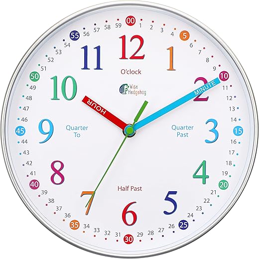 Learning Clock for Kids, Silent Non Ticking, Telling Time Teaching Clock, Kids Room Wall Decor for Bedrooms, Analog Kids Clock for Teaching Time, Kids Learn to Tell Time Easily