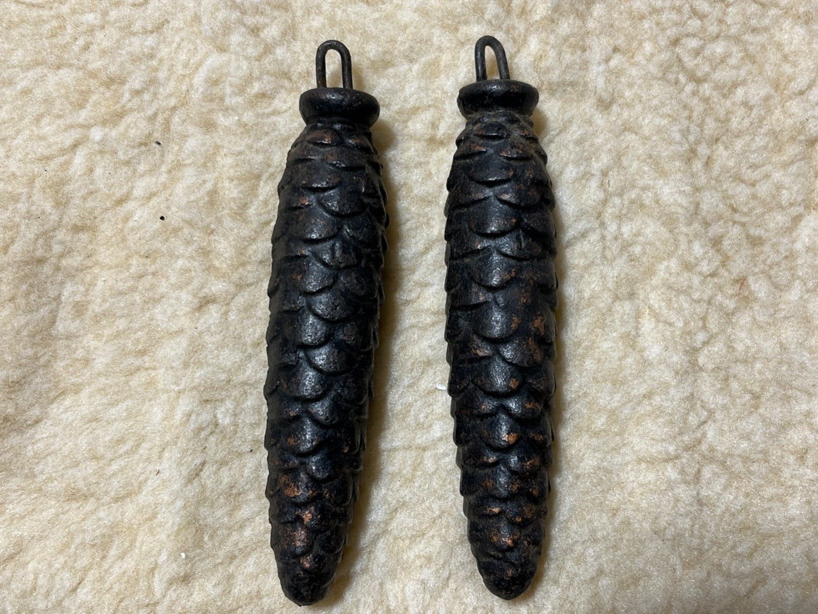 Lot of (2) Cuckoo Clock Cast Pine Cone Pendulum Weight from Germany - 452, 438g