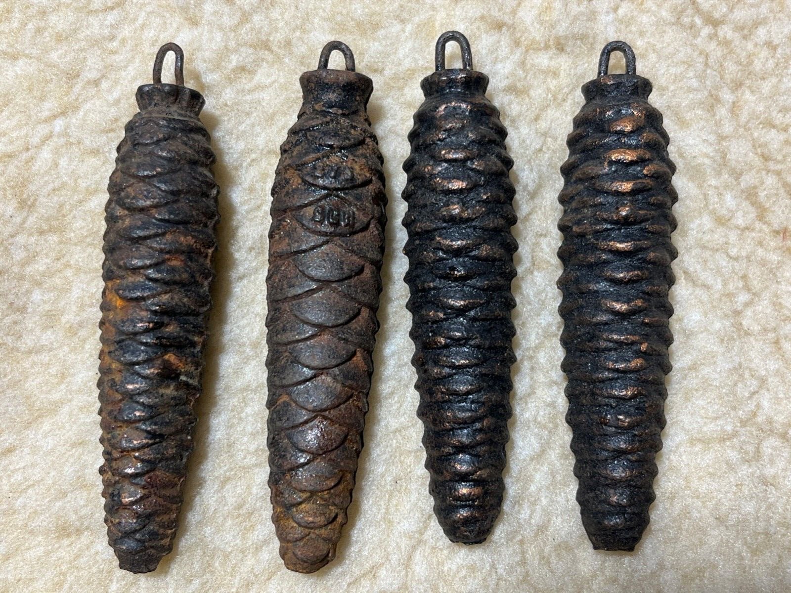 Lot of (4) Cuckoo Clock from Germany Cast Pine Cone Pendulum Weights 250+/-g