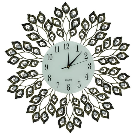 Lulu Decor, 25” Antique Metal Wall Clock, 9” White Glass Dial with Arabic Numbers, Decorative Clock for Living Room, Bedroom, Office Space