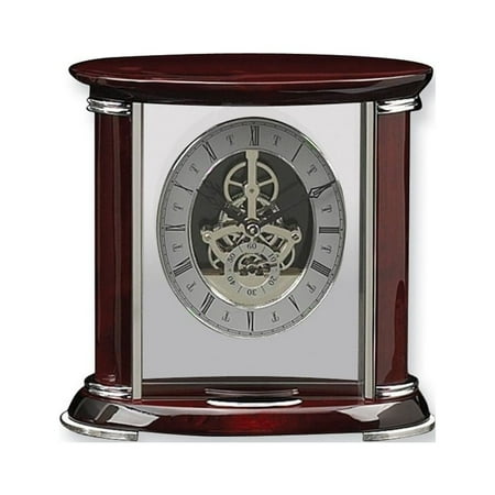 Luxembourg Rosewood Finish and Chrome Trim Skeleton Dial Mantel Clock QGP9963