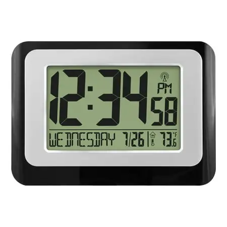 MainStays Black Atomic Digital Calendar Desk Alarm Clock with Temperature, W88631