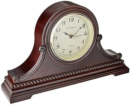 Mantel Clocks, Battery Operated, Silent Wood Table Clock with Westminster Chimes On The Hour, Solid Wooden Shelf Chiming Mantle Clock, 9 x 16 x 3 (Walnut - Arabic Numerals)