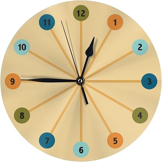 Mid Century Modern Retro Wall Clock - 10 Inch Silent Non-Ticking Wall Clocks -Country Retro Rustic Style Decorative for Living Room Kitchen Home Bathroom Bedroom