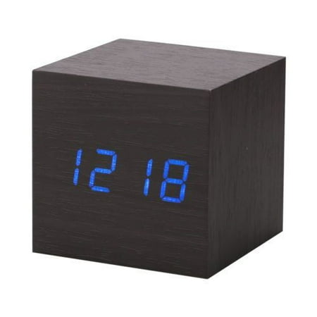 Modern Digital Wooden LED Desk Alarm Clock - Black