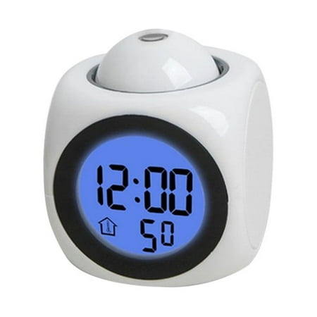 Moocorvic Digital LCD Voice Talking Multifunction LED Projection Alarm Clock Temperature