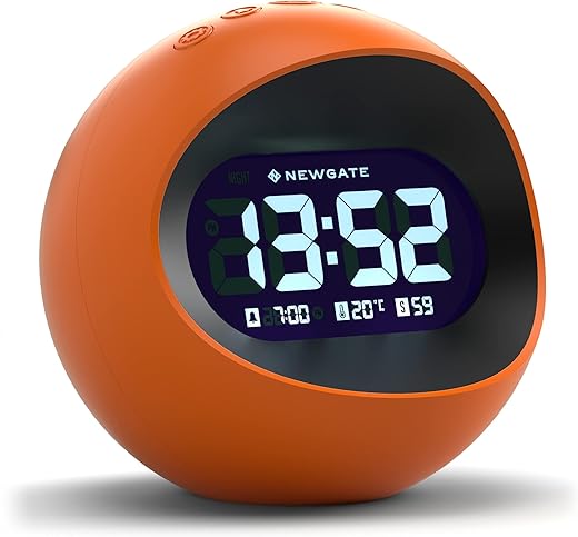 NEWGATE® Digital Centre of The Earth Alarm Clock - Bedside Clock - Desk Clock - Digital Clock - Digital Alarm Clock - Bedroom Accessories - LCD Display - Office Clock (Orange)