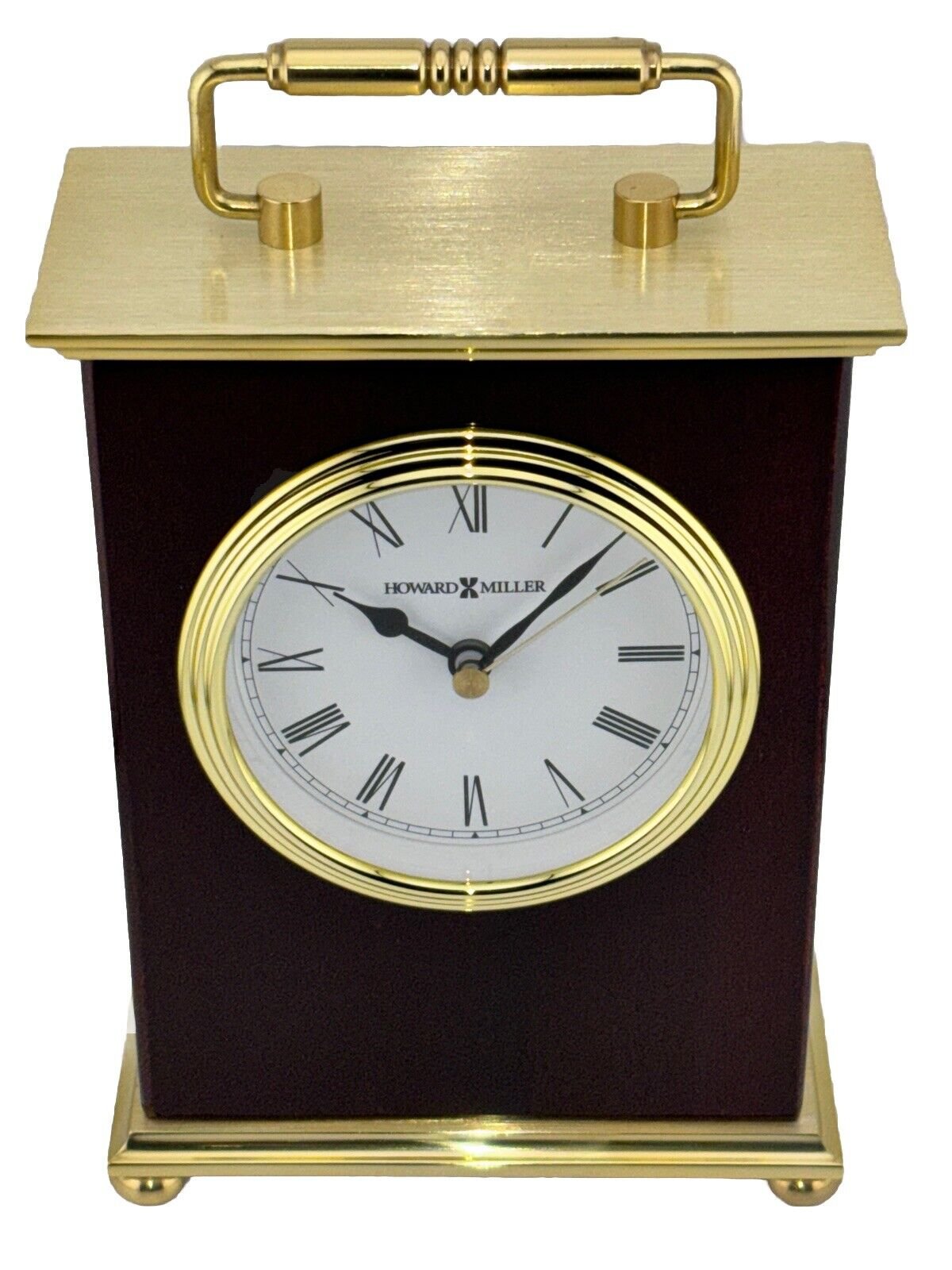 New in Box HOWARD MILLER Rosewood Bracket 613528 Mantle Clock w/ Brass Frame