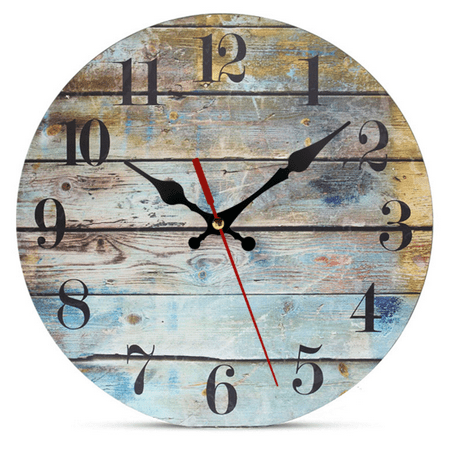 New Silent Non-Ticking Wall Clock Beach Themed Blue Wall Clocks Battery Operated