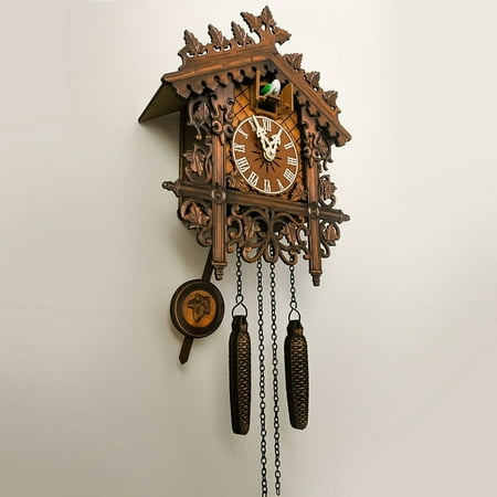 Nice-looking Clearance Cuckoo Clock Traditional Chalet Forest House Clock Wooden Wall P-Endulum Quartz Clock Can Sing