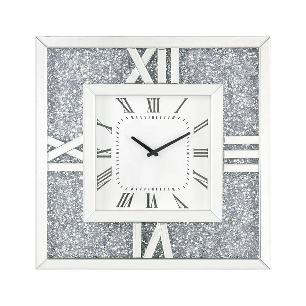 Noralie Mirrored and Faux Diamonds Solid Glam Wall Clock