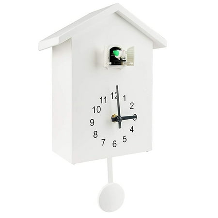 Nordic style wall clock cuckoo bird goes out of the window to tell the time