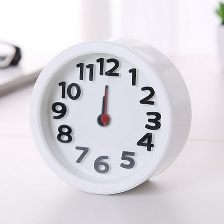 Npkgvia Clock Circular Small Bed Compact Travel Quartz Beep Alarm Clock Cute Portable