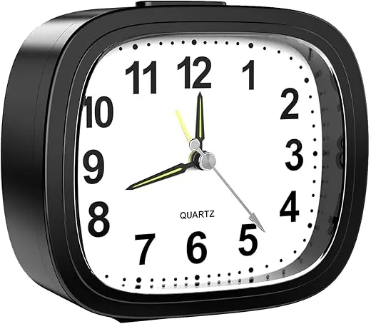 ORIA Analog Alarm Clock, Quartz Movement Alarm Clock, Silent Non Ticking Small Clock, 4IN Silent Alarm Clock with Light, Snooze Function, Increasing Alarm Sound, Alarm Clock for Elderly, Teen