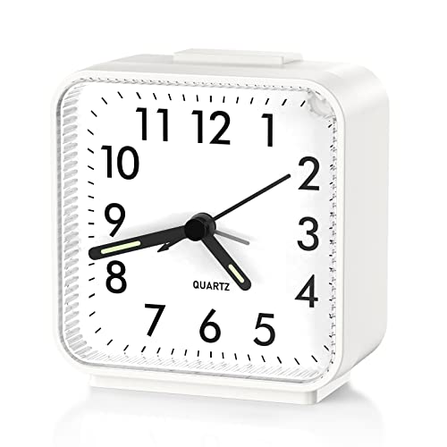 ORIA No Ticking Alarm Clock for Bedroom, Silent Analog Alarm Clock, Battery Operated Analog Travel Clock with Increasing Alarm, Night Light, Snooze, Big Numbers, for Heavy Sleepers, Seniors, Kids