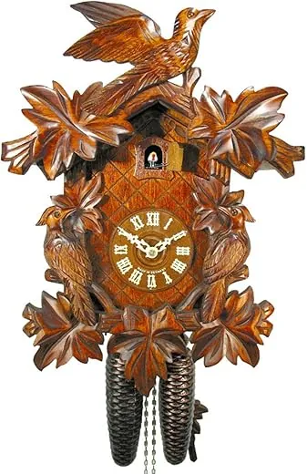 Original German Cuckoo-Clock (Certified), Mechanical 8-Day Movement with 3 Birds and 7 Leaves, Coo-coo Clocks from The Black-Forest, Germany