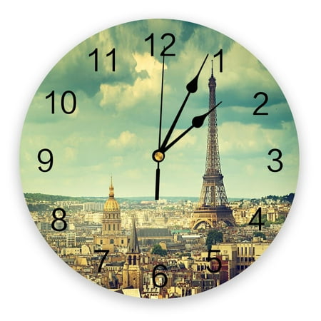 Paris Eiffel Tower City Paris France Large Wall Clock Dinning Restaurant Cafe r Round Wall Clocks Silent Home ration