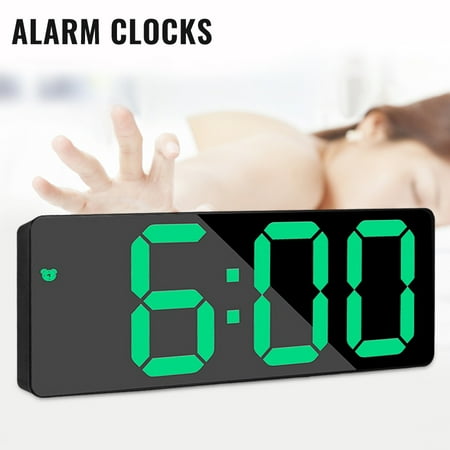 Pcapzz Large Alarm Clock 6.2 LED Digital display Dual Alarm with USB Charger Port for Seniors Simple Bedside Big Number green Alarm Clocks for bedrooms