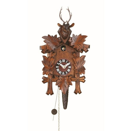 Quarter call cuckoo clock with 1-day movement Five leaves, head of a deer TU 624 nu