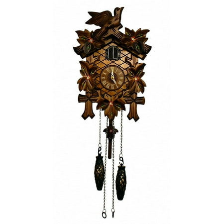 Quartz Cuckoo Clock 5 leaves, bird, with music