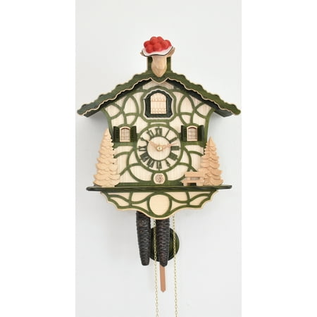 Quartz Cuckoo Clock Little black forest house, with music