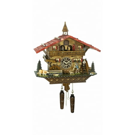 Quartz Cuckoo Clock Swiss house with music, turning dancers, wanderer and mill-wheel TU 4267 QMT HZZG