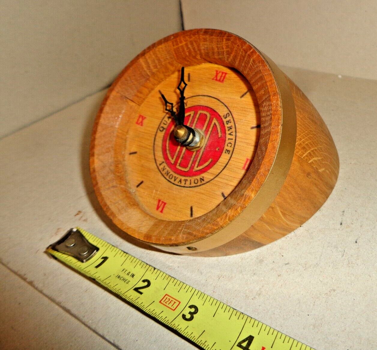 RARE UNUSUAL GBC WOOD BARREL KEG QUARTZ DESK ADVERTISING CLOCK GREIF BROS CORP ?