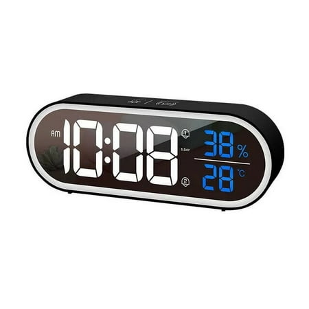 Digital Alarm Clock Voice Control/Alaways On Temperature Humidity Desktop Clocks ℃/℉ Dual Alarm Rechargeable LED Clock