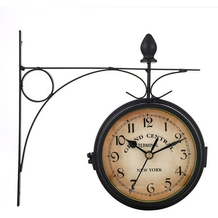 Retro Wall Clock Double-Sided European Antique Style Creative Classic Wall Hanging Clocks For Office Home Living Room Bedroom Study Wall Decoration And Gifts, 5 Inches (Black)