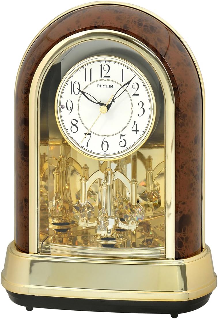 Rhythm Clocks "Crystal Dulcet II" Musical Motion Mantel Clock, Woodgrain