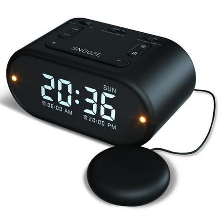 Riptunes Dual Alarm Clock, Vibrating, Flashing, 12/24 Hour Clock, Loud Alarm