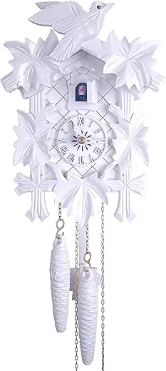 River City Clocks White Day Cuckoo Clock with Five Leaves, One Bird