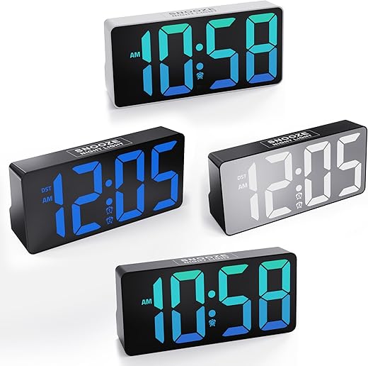 ROCAM 7 Digital Alarm Clock for Bedroom -4 Different Alarm Clocks