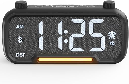 ROCAM Alarm Clock Radio - Bluetooth Alarm Clock: Warm Night Light Digital Clock Dimmable 16 Levels Volume Type C & USB Ports for Bedroom Bedside | Nightstand | Kids | Teens | Seniors | Adults