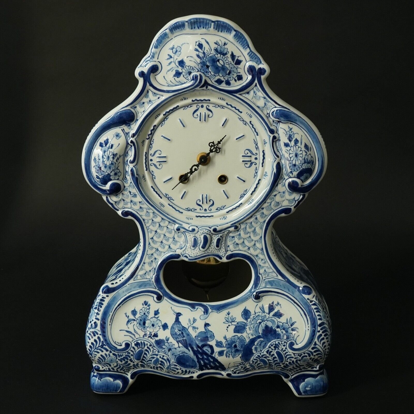 Royal Delft Porcelain Watch Pendule Table Clock Fireplace With Chimes V. Sis