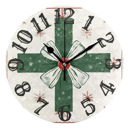 Rural Cross Wall Clock 10 inch Non-Ticking Easy to Read Decorative Clocks for Home Bedroom Living Room