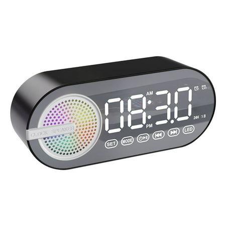 RWVBM Bluetooth Speaker Alarm Clock, Voice Activated Smart Clock Radio, Outdoor Bass Mini Speaker with SD Card Slot, Home Appliances Essentials Savings Deals(Black)