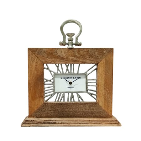 Sagebrook Home 13x14 Mango Wood Table Clock, Natural